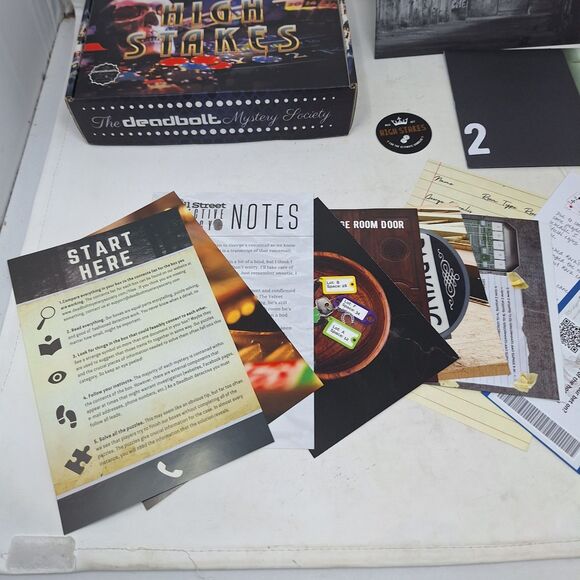 Deadbolt Mystery Society High Stakes Murder Mystery Puzzle Game Boxed Set - Picture 2 of 9